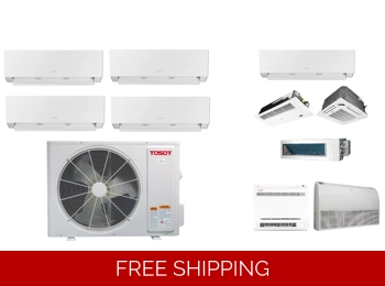 TOSOT 4-Zone 21 SEER2 Mini Split H-Heat Pump (-22°F) WIFI, E-Star: 13.6 EER/10 HSPF (R32)